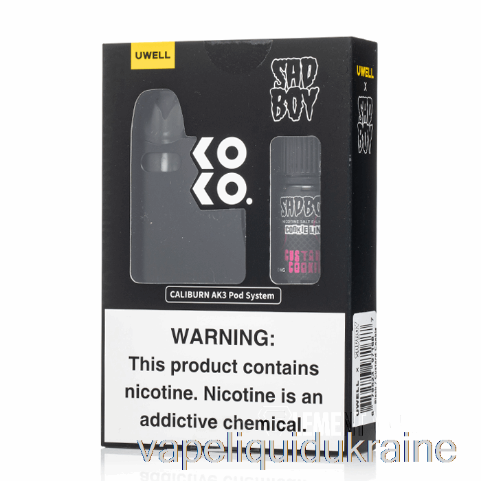 Vape Ukraine UWELL x DV Caliburn AK3 Kit + 50mg Nic Salt [BLACK] Sadboy - Custard Cookie